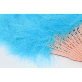 180 Degree Large Bubbly Juliana Fan, Fur (Light Blue) Feathers, Dance, Showa, Juli Fan, Standard, Disco, Cosplay, Party