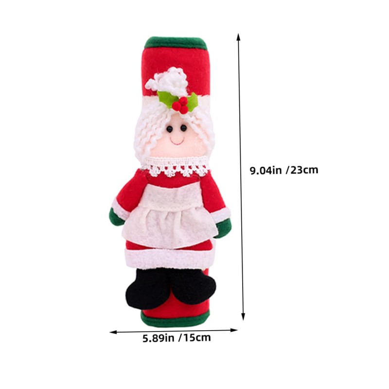 TEHAUX 4pcs Santa Claus Fridge Handle Covers Christmas Kitchen Decorations