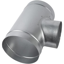 HVAC OV 90° Degree Ø8 x 8 x 6 Inch T Shape Duct Splitter - Metal 3 Way Fitting Adapter - Galvanized Steel - Round Duct Hose Dryer Connector - for Home or Industrial HVAC Ventilation - Branch 6 Inch
