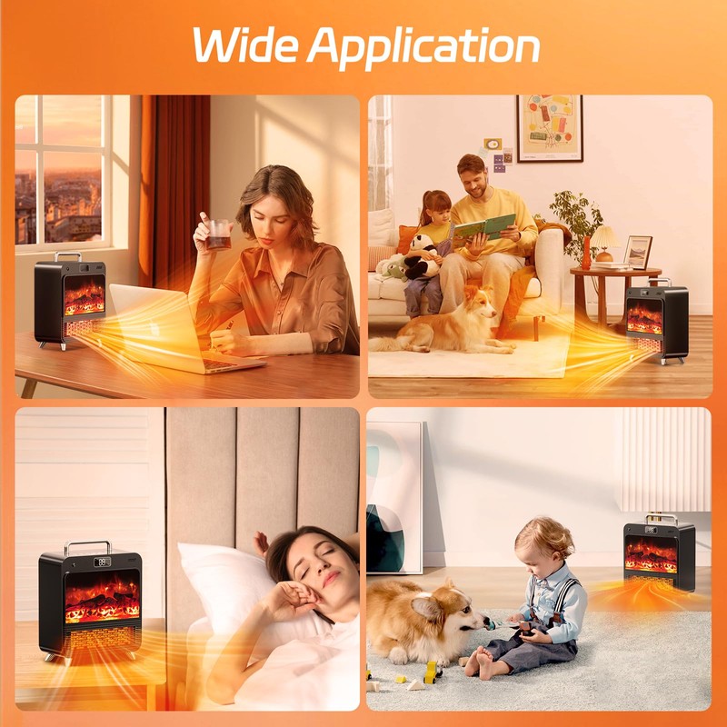 Electric Fireplace Heater,1500W Portable Electric Space Heater with Realistic 3D