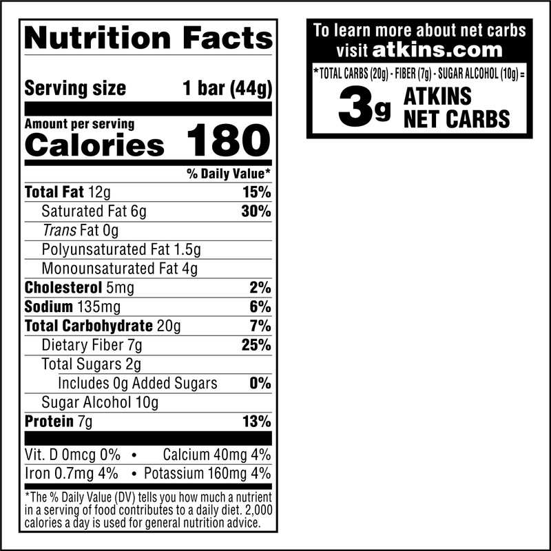 Atkins Caramel Chocolate Nut Roll Snack Bar, Protein Snack ,