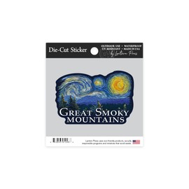 Die Cut Sticker Great Smoky Mountains, Starry Night, Contour Vinyl Sticker 1 to 3 inches (Waterproof Decal for Cars, Water Bottles, Laptops, Coolers), Small