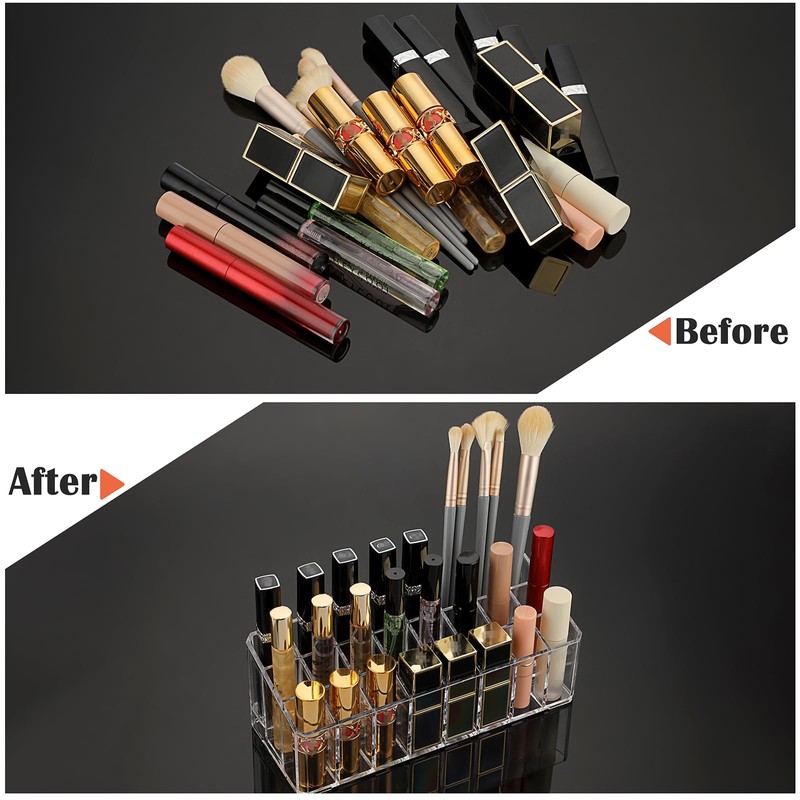 ELLDOO Rollerball Perfume Organizer, 24 Spaces Clear Acrylic Perfume Storage