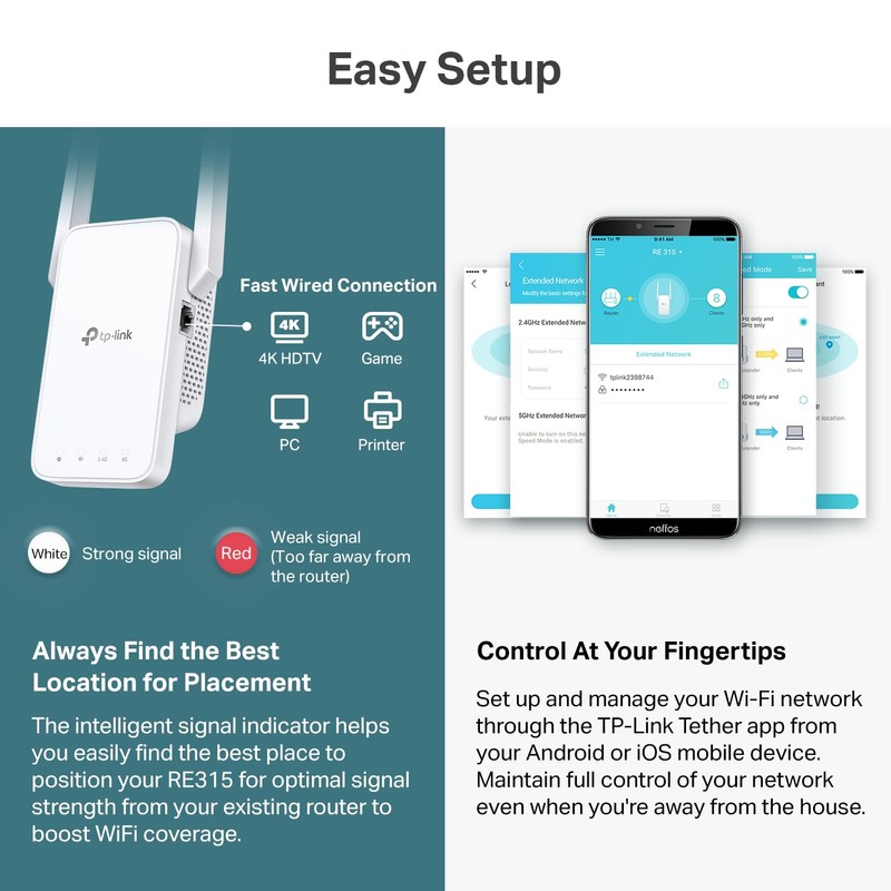 TP-Link AC1200 WiFi Extender, 2023 Engadget Best Budget Pick, 1.2Gbps