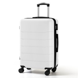 HealSmart Hardside Carry-On Luggage Expandable Portable Hardshell Spinner Wheels, Lightweight Suitcase TSA Lock, White, 20 inch