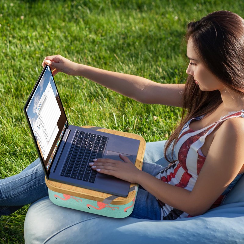 Mayjoy Bamboo Lap Desk with Storage, Cover Removable Lap Desk