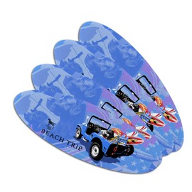 Beach Trip Surfing Surfer Dogs Double-Sided Oval Nail File Emery Board Set 4 Pack