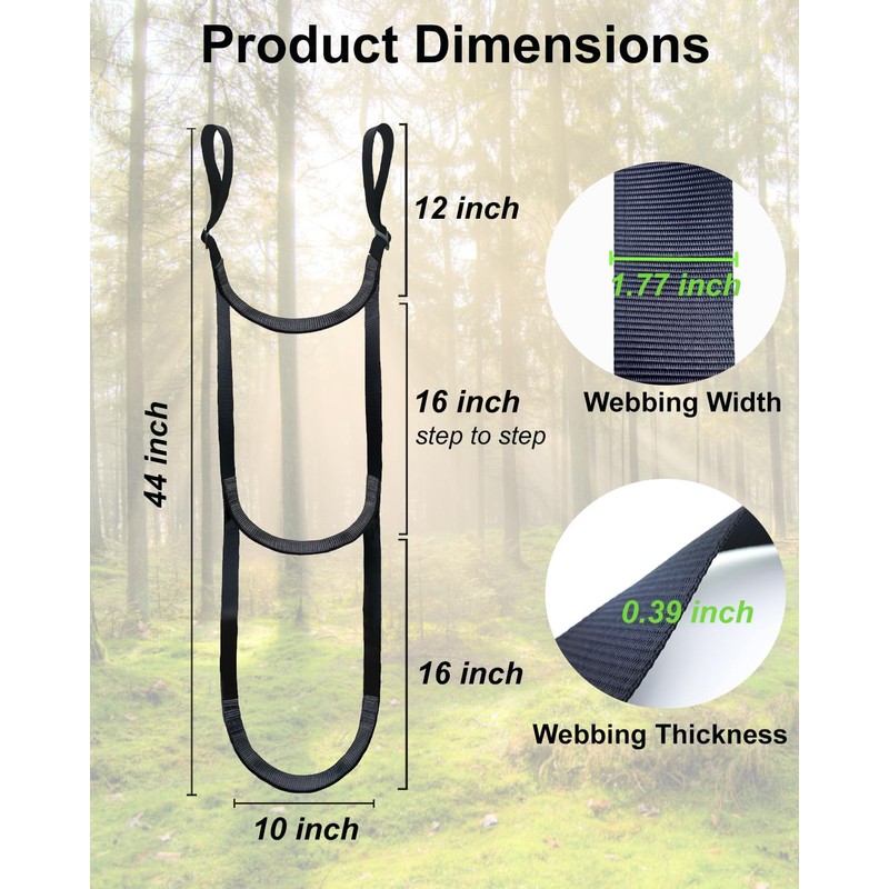 MLNSUNNY Climbing Aider, 3-Step Rope Ladder, Double-Thickened for Hunting Tree