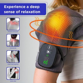 CHILLORA Heated Shoulder Wrap - Cordless Heating Pad Massager With Vibration, 3 Heating and Speed Adjustable Settings, Wearable Brace (2)