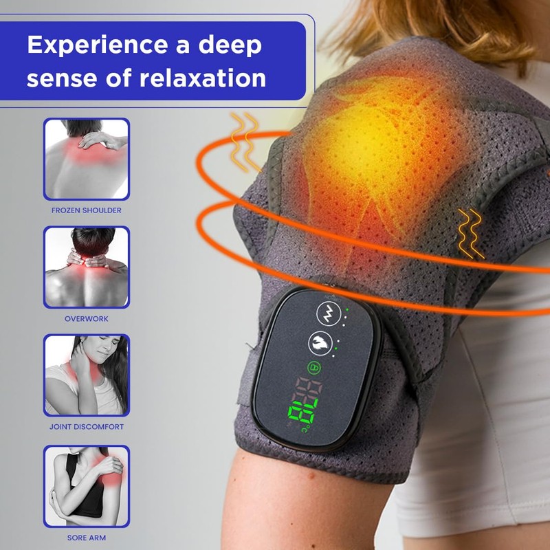 CHILLORA Heated Shoulder Wrap - Cordless Heating Pad Massager With