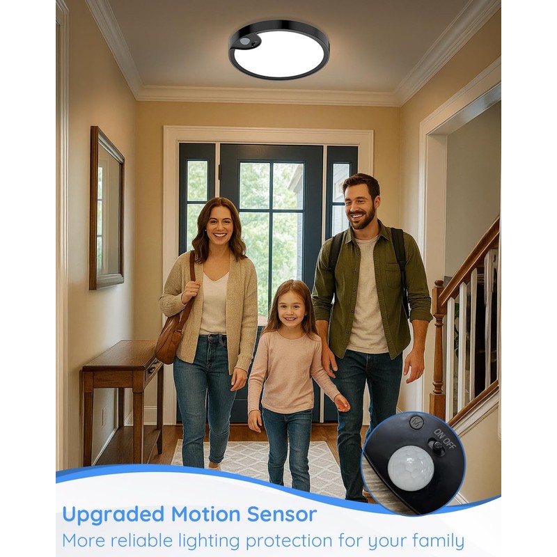 Waterproof Shower Light Indoor - Rechargeable Motion Sensor Ceiling Light,