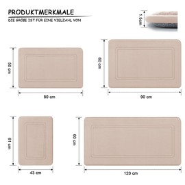 chakme Non-Slip Bath Mat, Bathroom Rug, Soft Bath Mat, Absorbent Bath Mat, Shower Mat, Foot Mat for Bathroom, Beige, 60 x 90 cm