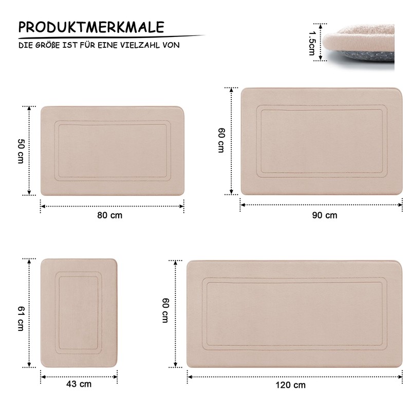 chakme Non-Slip Bath Mat, Bathroom Rug, Soft Bath Mat, Absorbent