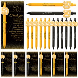 Feifeiya 50 Set 50th Birthday Party Favors for Guests Black and Gold Pens