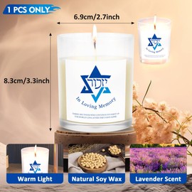 Yahrzeit Candles - Yahrzeit Memorial Candles, Memorial Bereavement Gifts for Loss of Loved One, Jewish Sympathy, Natural Soy Wax Hand Poured 7oz (White)