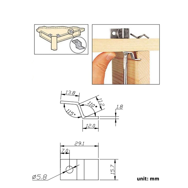 Table Top Fasteners, Z Clips for Table Tops 20 Packs