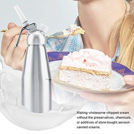 Dispensador de crema de 1000 ml, Sifon de Cocina para espumas,dispensador de crema batida de aluminio portátil botella espumador para postres, Pastele
