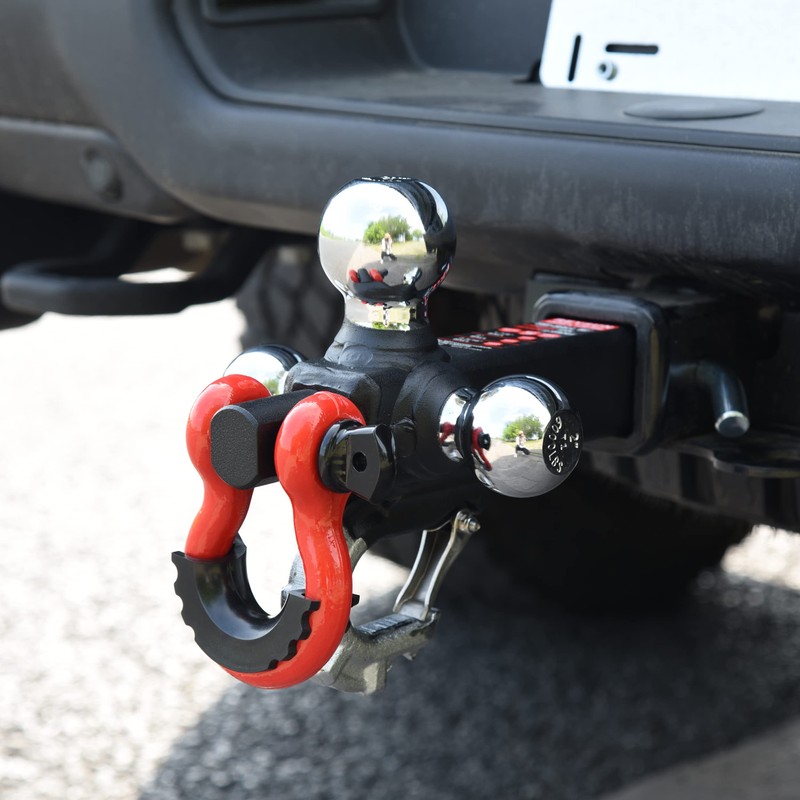 TOPTOW Trailer Hitch Tri-Ball Hitch Mount with Chrome 1-7/8-in, 2-in,