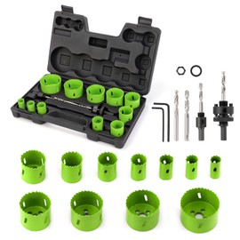 Yougfin Hole Saw,Bi-Metal Hole Saw Kit 18 PCS Heavy Duty Hole Cutter with Carrying Case,Ideal for Metal,Cornhole Boards,Wood,Plastic,Drywall