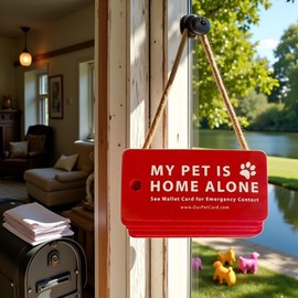 1Pc Red Pets are Home Alone Alert Key Tags Keychain Contact Writable Pet Wallet Key Keychain