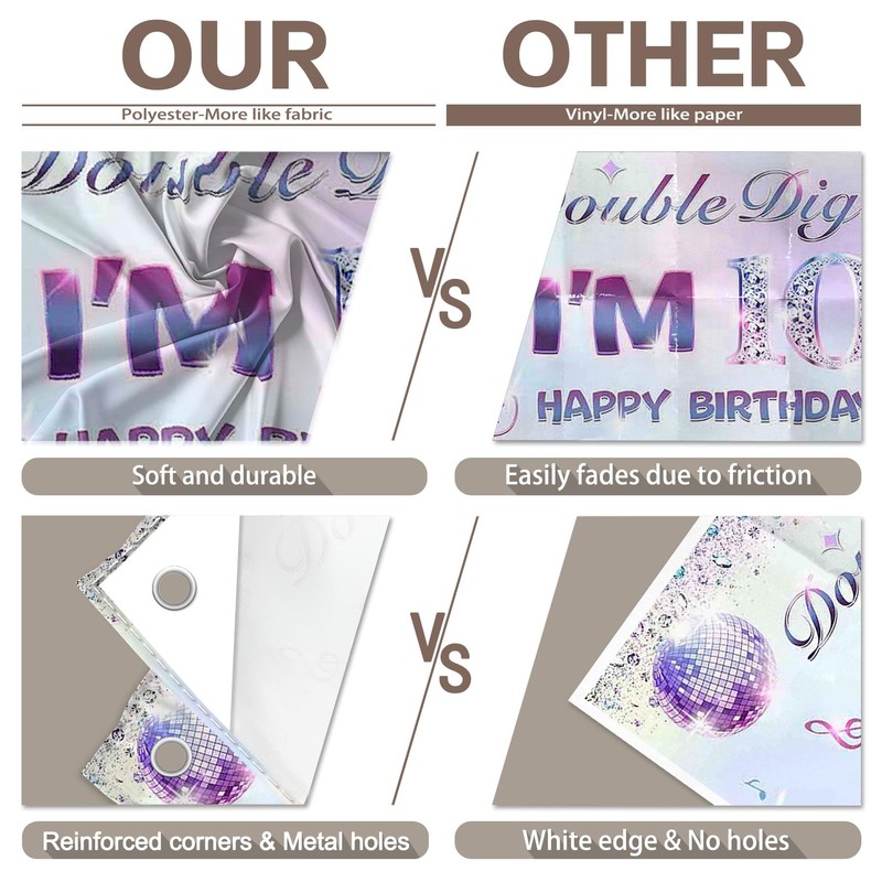 Swepuck Fabric 72x43inch 10th Birthday Pink Purple Backdrop