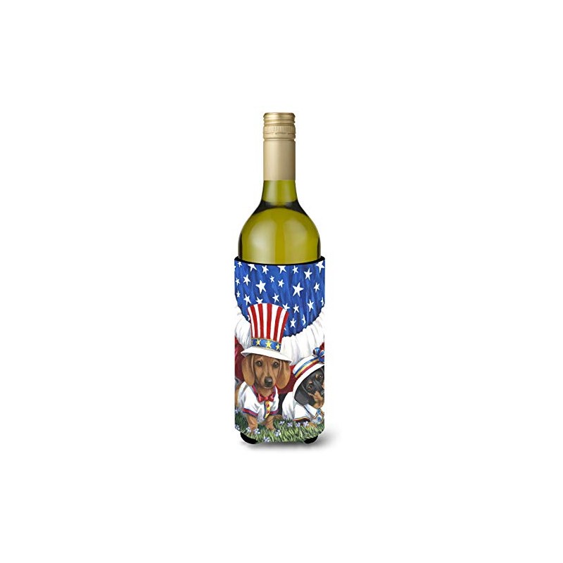 Caroline's Treasures PPP3088LITERK Dachshund USA Wine Bottle Hugger Bottle Cooler