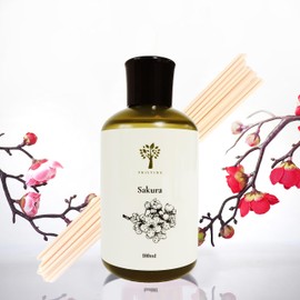 PRISTINE Cherry Blossom Flower Reed Diffuser for Home | Smokey Sakura Oil Diffuser & Reed Diffuser Sticks with Essential Oil Reed Diffuser Set | Home & Office | Perfect Blend for Calming & Restoring