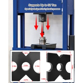 AUGREX 1 Pair of Arbor Press Plate, 20Ton and 32Ton Shop Steel Metal Press Plates, 4 Notch H Frame Thickened Hydraulic Shop Press Plate, 1" x 7" x 7" 1 inch/25mm Thickness
