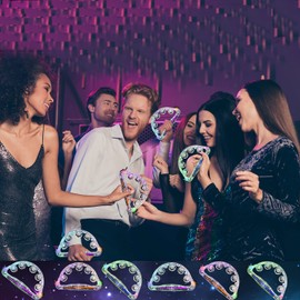 The Dreidel Company Flashing Tambourines Hand Held, 9" Inch Tambourine Flashes in Assorted Colors, Ring Metal Jingles Percussion Musical Educational Hand Instrument, Party Kids Games (Single-Pack)