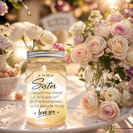 Zarniiosoi Sister Gifts - Mason Jar Night Lights with Warm Lights, Unique Gifts for Sister Gift Ideas for Birthday Christmas Thanksgiving