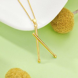 DAYLINLOVE Drumstick Necklace 925 Sterling Silver Drumstick Pendant Necklaces Gifts for Drummers Unique Jewelry for Women, Men and Music Lovers, Sterling Silver, No Gemstone