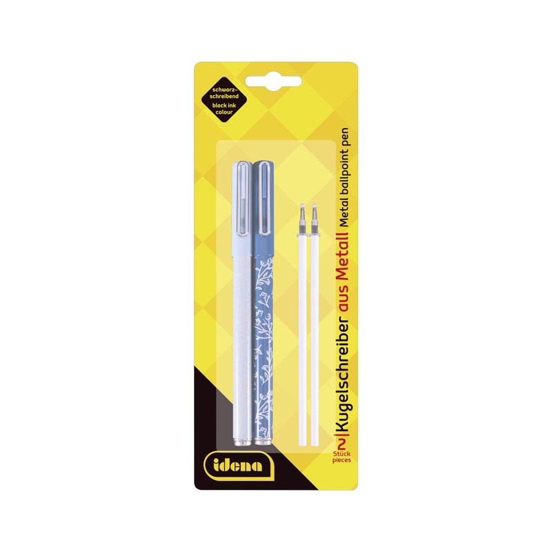 Idena 11372 - Penna a sfera in metallo, 2 pezzi,