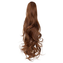 Felendy Ponytail Extension Claw 18" 20" Curly Wavy Straight Clip in Hairpiece One Piece A Jaw Long Pony Tails for Women (Light Auburn-Curly)