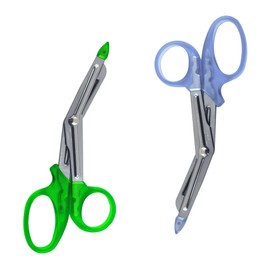 Generic DynaCut Small Nurse Scissors 6"" (2 PACK) for Nurses, Doctors, Paramedics, EMT, and Pharmacists with Protective tip, Mini First Aid Medical Mini Bandage Trauma Shears (Ice Blue/Peridot)