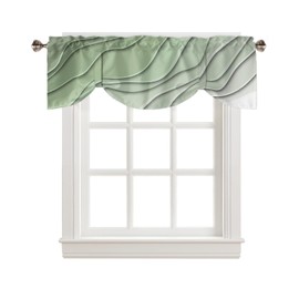 Sage Green Ombre Tie Up Valances Window Valance Curtains Green and Grey Gradient Abstract Geometric Adjustable Ties Valance, Rod Pocket Valances for Kitchen/Bedroom/Living Room/Bathroom, 54x18 Inch