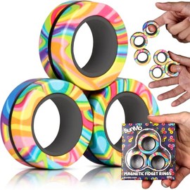 BunMo Fidget Toys - Magnetic Fidget Rings Fidget Toy. The Fidget Ring Spins, Connects, and Separates, Making Ideal Stress Toys. Fidget Magnets Make Ideal Fidget Toys for Adults.