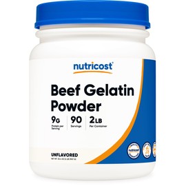 Nutricost Beef Gelatin Powder (2 LB) (Unflavored) - 9 G Protein Per Serving, Drink Mix and Natural Liquid Thickener, Non-GMO, GMP Compliant, Gluten Free