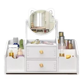 MARZSEFLO Multifuncional Organizador Cosmético Con Espejo Y Cajón