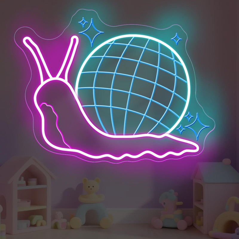 Disco Ball Snail Neon Sign, LED Wall Light for Bedroom