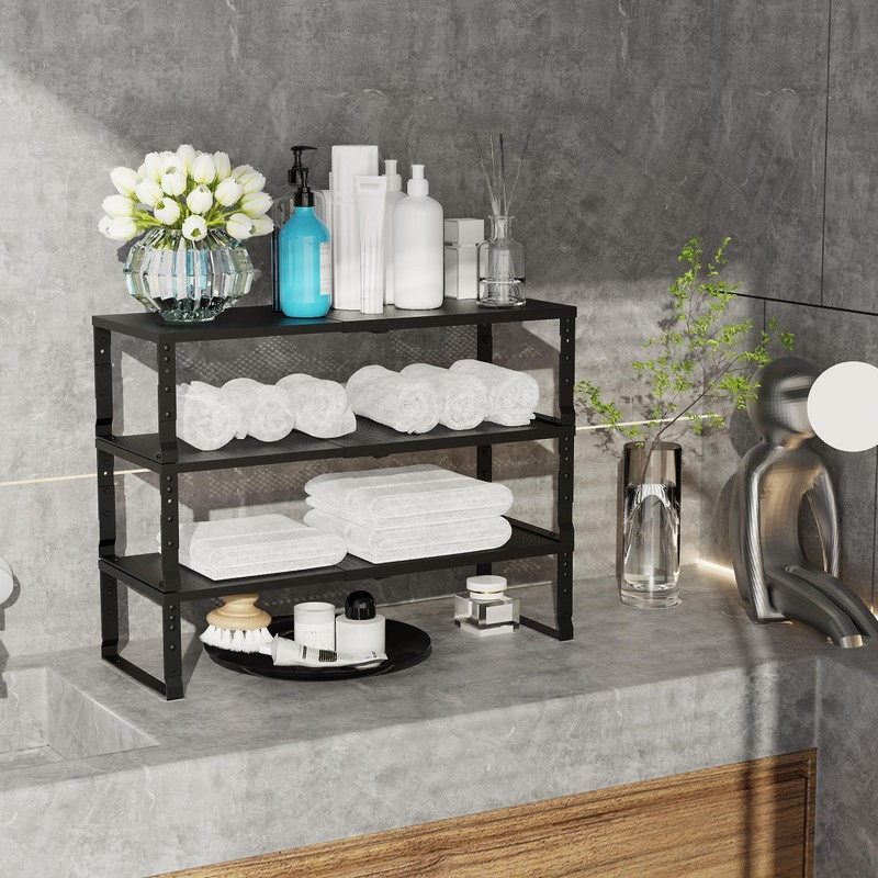 Jojocross Expandable Adjustable Stackable Kitchen Organizer, Spice Rack,Metal Pantry Storage