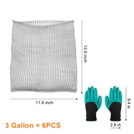 YBB 6PCS Root Guard Baskets, Gopher Wire Speed Baskets, Stainless Steel Mole and Vole Baskets for Garden Plant Root Protection with Gloves (3 Gallon)