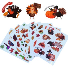 Comelodiant Thanksgiving Stickers 504pcs Fall Stickers for Kids Turkey Stickers Autumn Maple Leaf Stickers Declas for Thanksgiving Fall Party Craft Activities Favors…