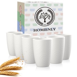 Homienly Kitchen Cups 12 OZ Wheat Straw Drinking Glasses–Unbreakable, Lightweight & Reusable Alternative to Plastic Cups,Dishwasher Safe Cups for Kitchen & Outdoor Use (White, 6 PCS)