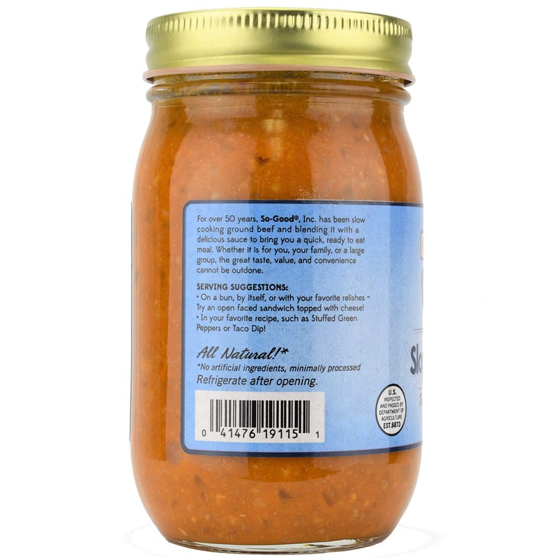 So-Good Sloppy Joe Filling with Ground Beef 16 oz Jar