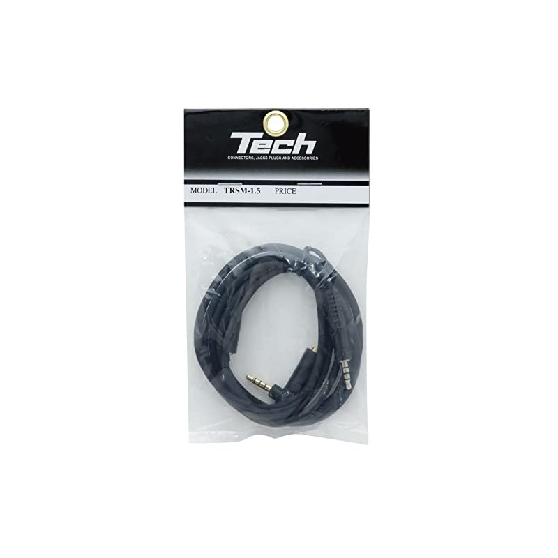 TECH 3.5mm Connector TRRS (4 Pole) Male to Male Cable