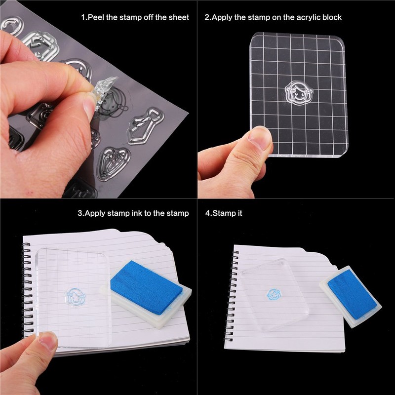 CCINEE Clear Stamp Block Transparent Acrylic Block with Grid and