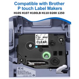 Upwinning Tze-121 9 mm Compatible with Brother P-touch Tapes 9 mm Transparent, TZe121 Tze 121 Ptouch Label Tapes Transparent Tze 9 mm Clear for Brother P Touch Cube PT-P300BT H100R PT-D400 D200 D210