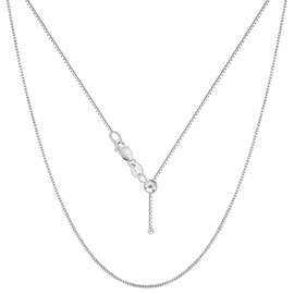 Verona Jewelers Sterling Silver Adjustable Box Chain Bolo Necklace| Sterling Silver Box Chain| 925 Sterling Silver Pendant Necklace | Adjust UP to 24 INCHES