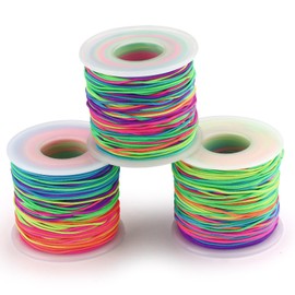 BangBoom 3 Rolls Colorful Bracelet String Kit, 1 mm x 164 Ft Nylon Stretchy Beading Thread Rope, Elastic Cord for Beads Making Jewelry Necklace Crafts Friendship DIY (164Feet,50m)
