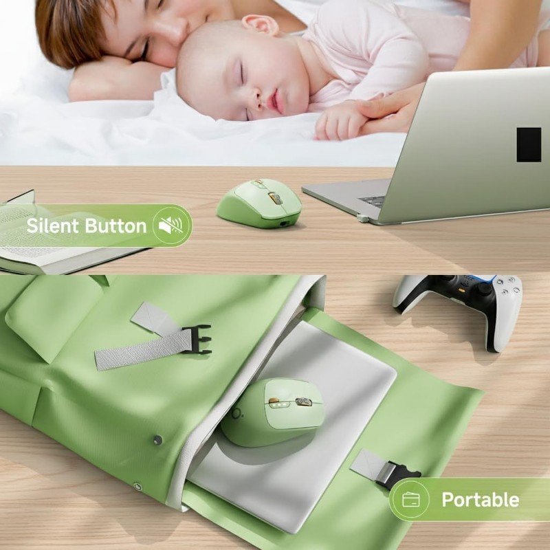 EWEADN Q5 Wireless Mouse, Bluetooth & 2.4G Quiet Computer Mouses